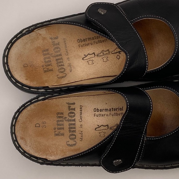 Finn Comfort Black Leather Mary Jane Clog Sandals EU 38 US 7 Comfort Germany - Picture 9 of 12